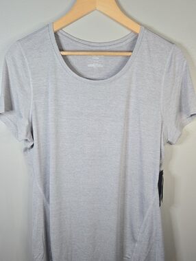 tek gear Women's Large Gray Performance Dry Tec Cap Sleeve T-Shirt NEW